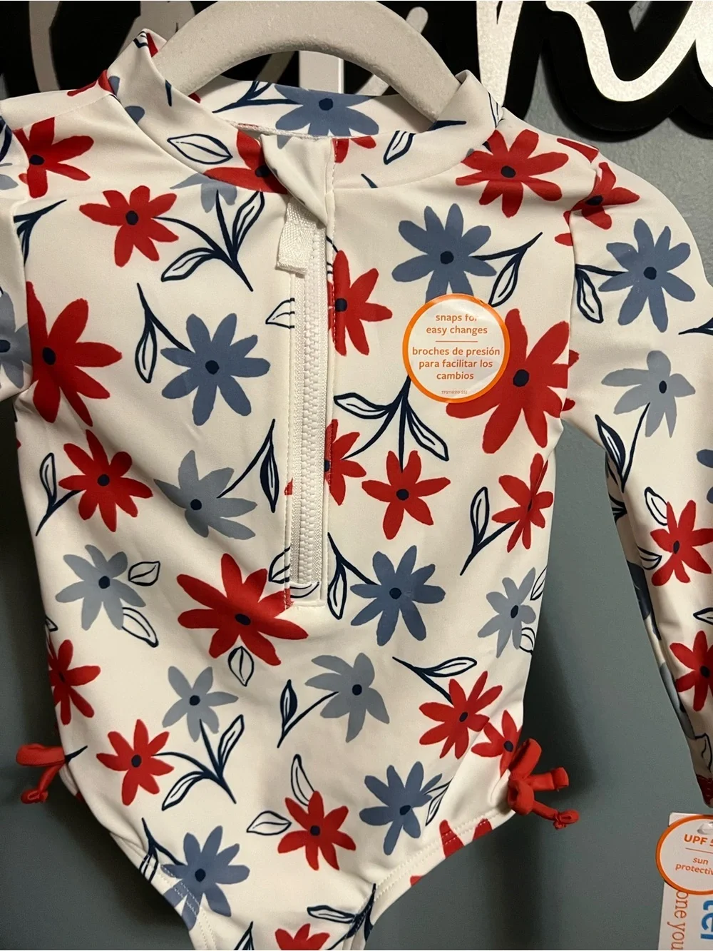Carters Just One You Floral Long Sleeve One Piece Rash Guard Swim Suit NWT
